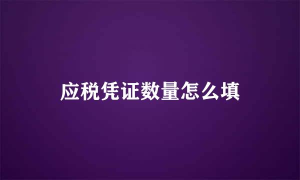 应税凭证数量怎么填
