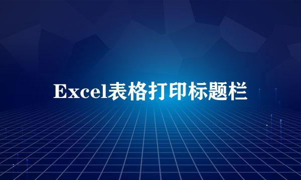 Excel表格打印标题栏