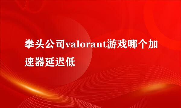 拳头公司valorant游戏哪个加速器延迟低