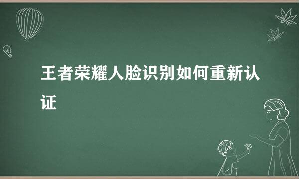 王者荣耀人脸识别如何重新认证
