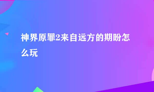 神界原罪2来自远方的期盼怎么玩