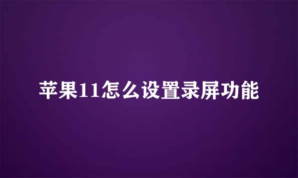 苹果11怎么设置录屏功能