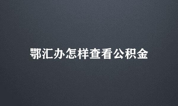 鄂汇办怎样查看公积金