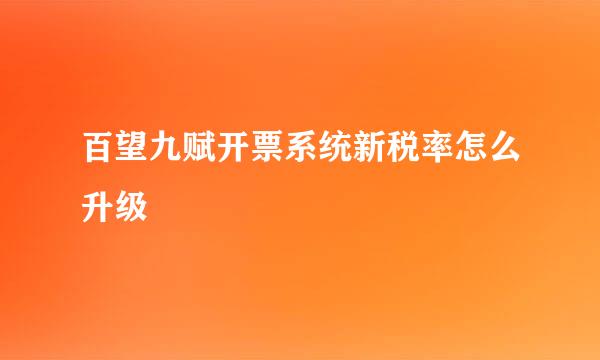 百望九赋开票系统新税率怎么升级