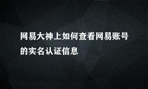 网易大神上如何查看网易账号的实名认证信息