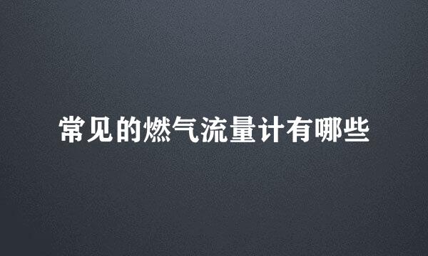 常见的燃气流量计有哪些