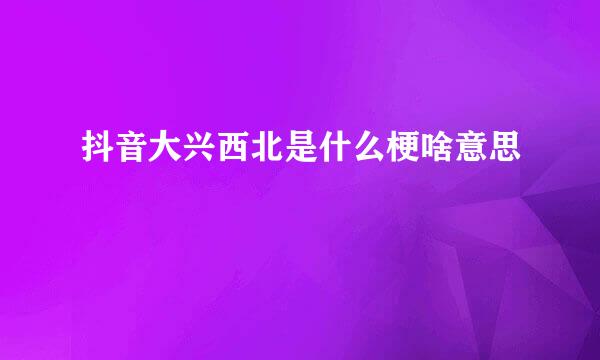 抖音大兴西北是什么梗啥意思