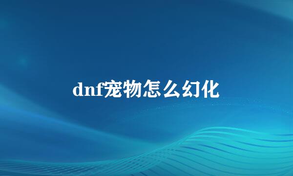 dnf宠物怎么幻化