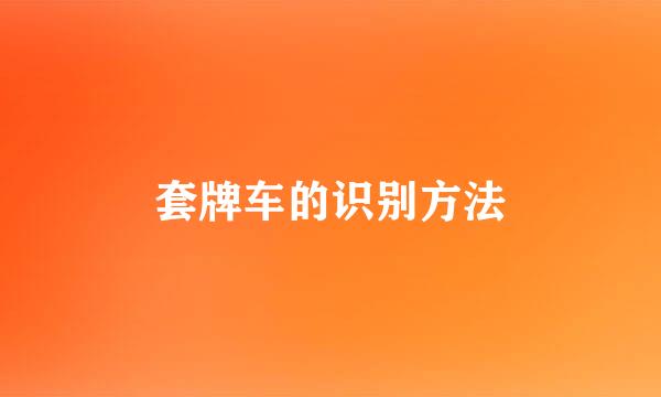 套牌车的识别方法