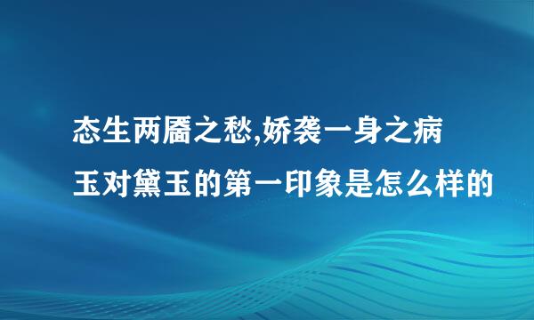 态生两靥之愁,娇袭一身之病玉对黛玉的第一印象是怎么样的