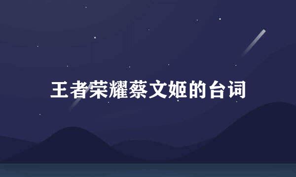 王者荣耀蔡文姬的台词