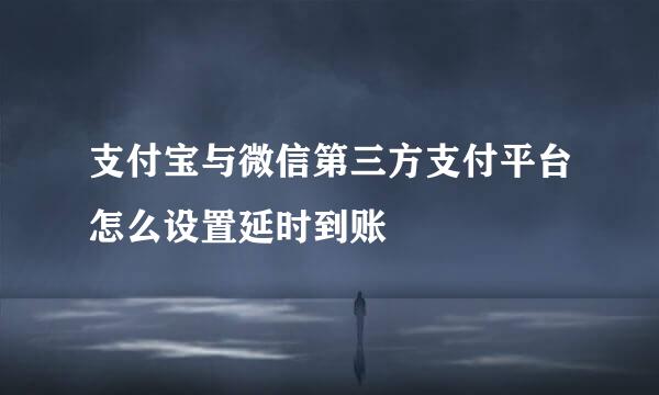 支付宝与微信第三方支付平台怎么设置延时到账