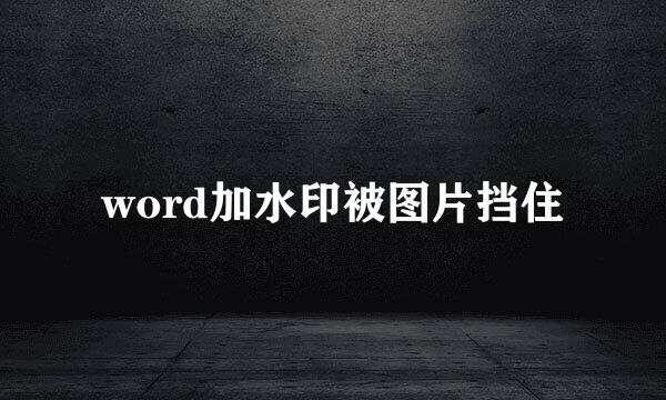 word加水印被图片挡住