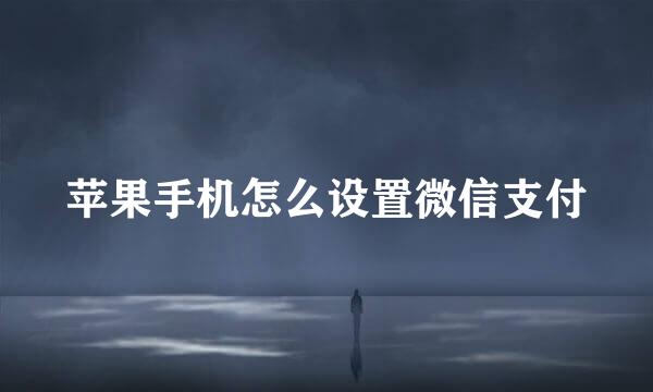苹果手机怎么设置微信支付