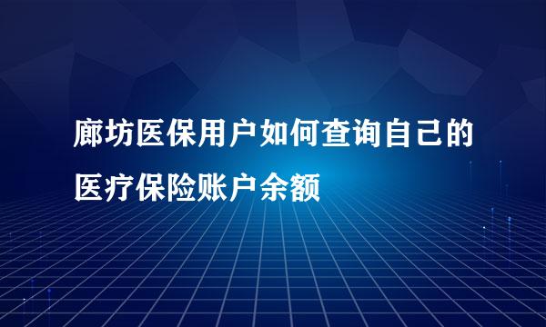 廊坊医保用户如何查询自己的医疗保险账户余额