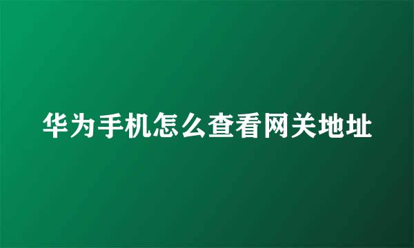华为手机怎么查看网关地址