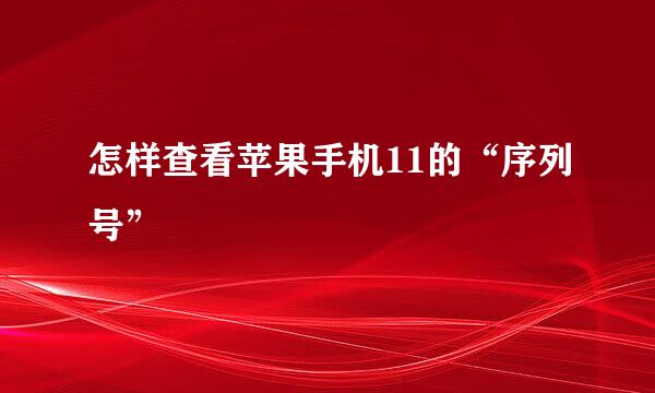 怎样查看苹果手机11的“序列号”
