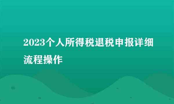 2023个人所得税退税申报详细流程操作