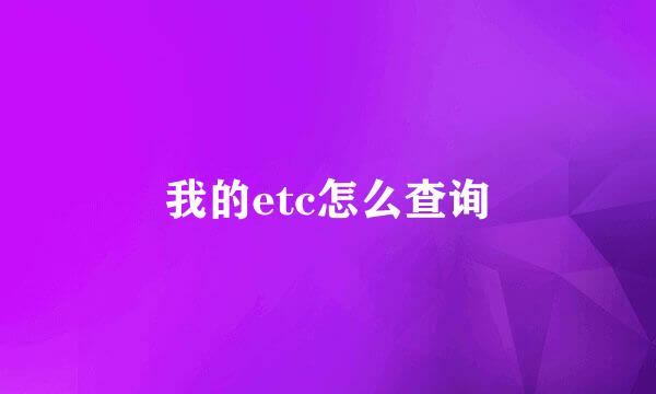 我的etc怎么查询