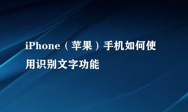 iPhone（苹果）手机如何使用识别文字功能
