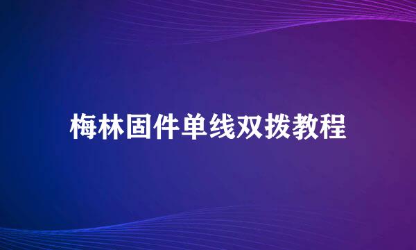 梅林固件单线双拨教程