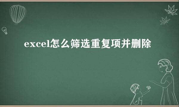 excel怎么筛选重复项并删除