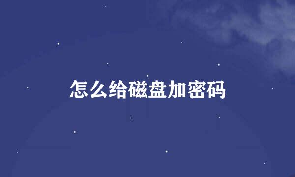 怎么给磁盘加密码