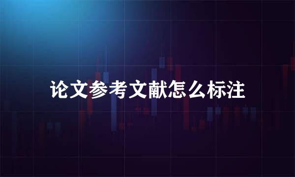 论文参考文献怎么标注