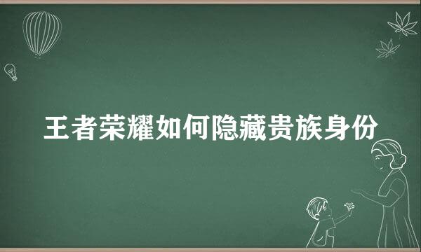 王者荣耀如何隐藏贵族身份