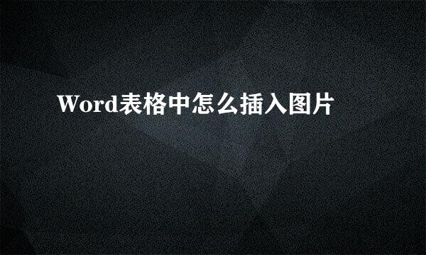 Word表格中怎么插入图片