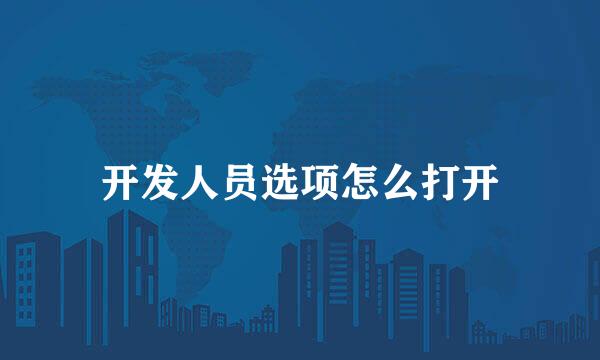 开发人员选项怎么打开