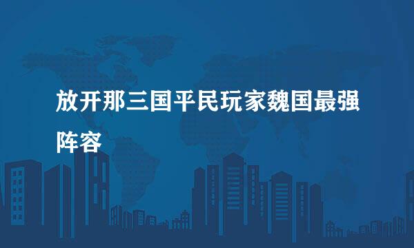 放开那三国平民玩家魏国最强阵容