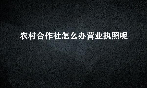 农村合作社怎么办营业执照呢