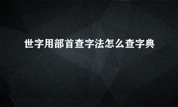世字用部首查字法怎么查字典