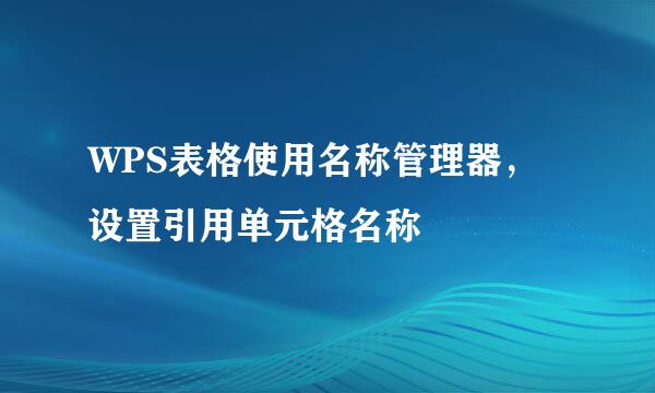 WPS表格使用名称管理器，设置引用单元格名称