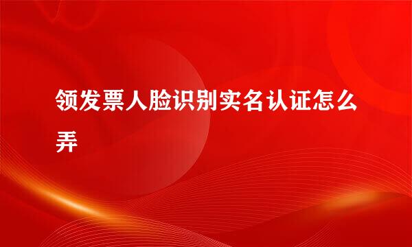 领发票人脸识别实名认证怎么弄