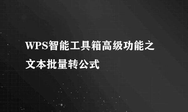 WPS智能工具箱高级功能之文本批量转公式