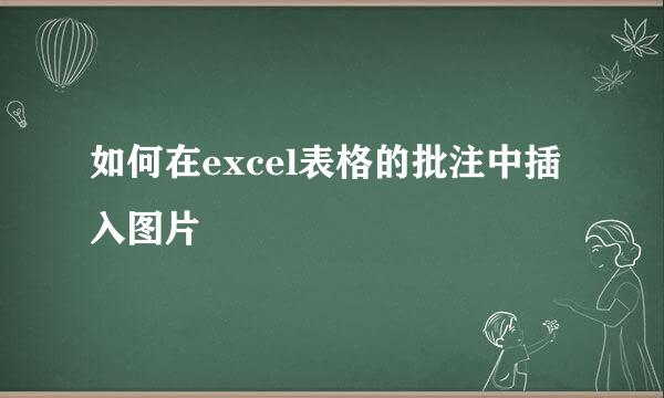 如何在excel表格的批注中插入图片