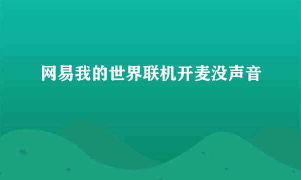 网易我的世界联机开麦没声音