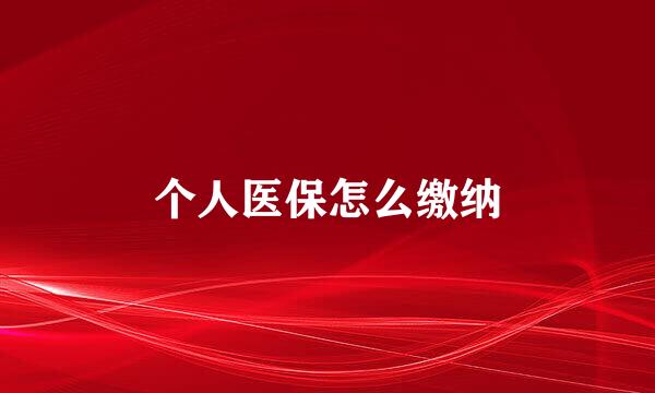 个人医保怎么缴纳