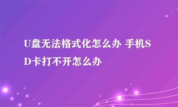 U盘无法格式化怎么办 手机SD卡打不开怎么办