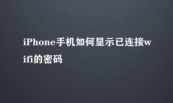 iPhone手机如何显示已连接wifi的密码