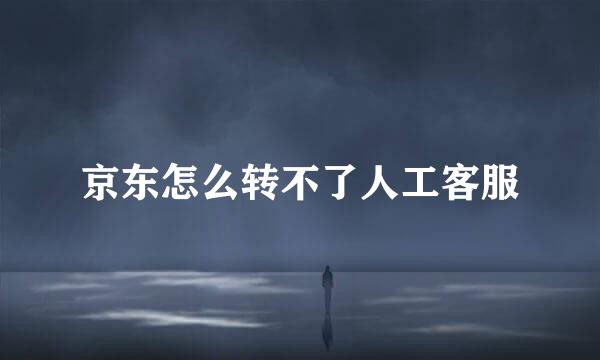 京东怎么转不了人工客服