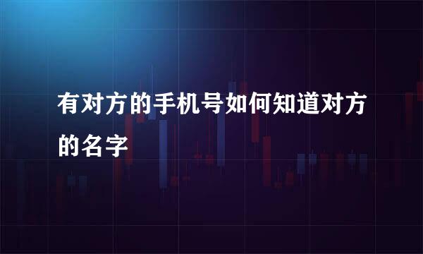 有对方的手机号如何知道对方的名字