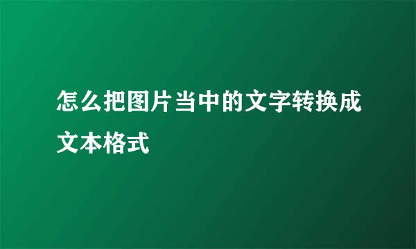 怎么把图片当中的文字转换成文本格式