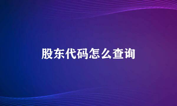 股东代码怎么查询