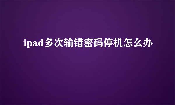 ipad多次输错密码停机怎么办