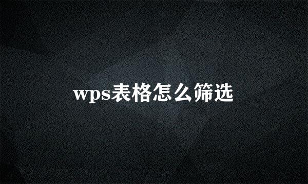 wps表格怎么筛选
