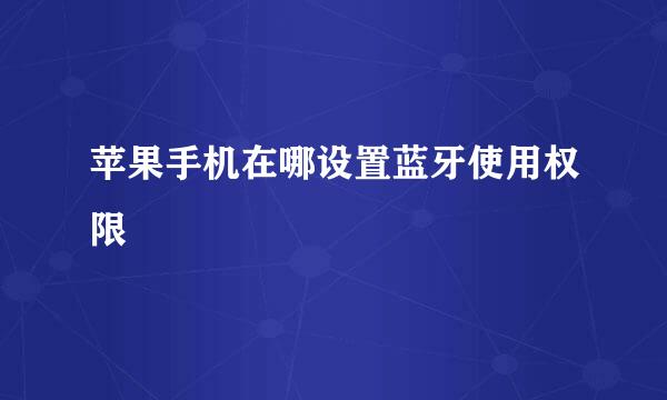 苹果手机在哪设置蓝牙使用权限