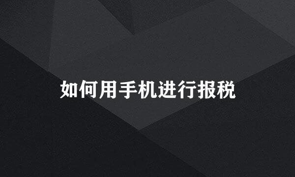 如何用手机进行报税